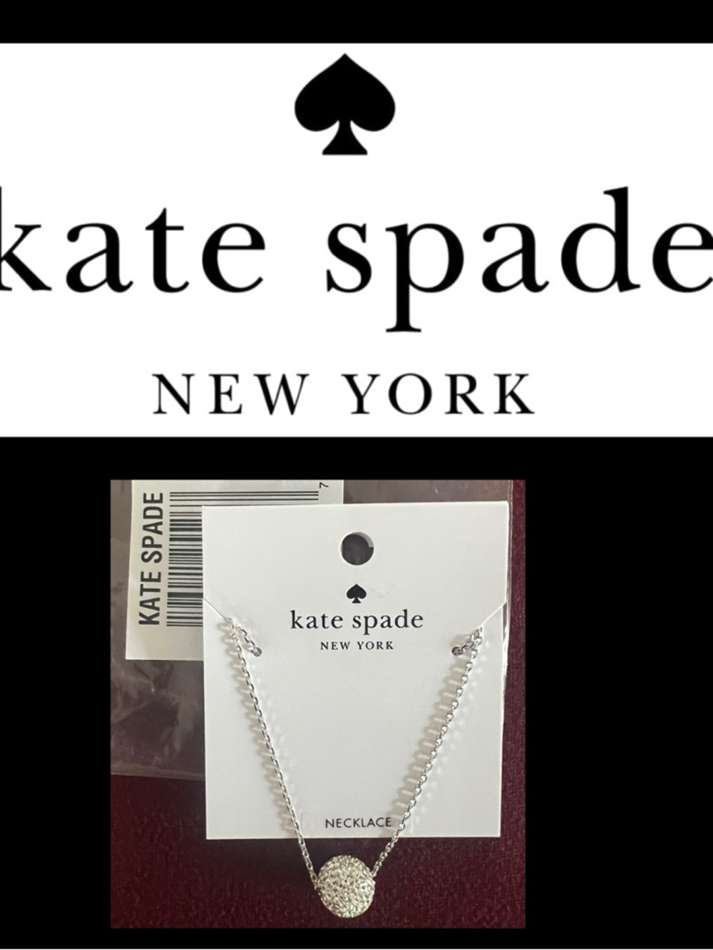 KATE SPADE ♠️ RAZZLE DAZZLE MINI silver pavé mini pendant necklace brand new